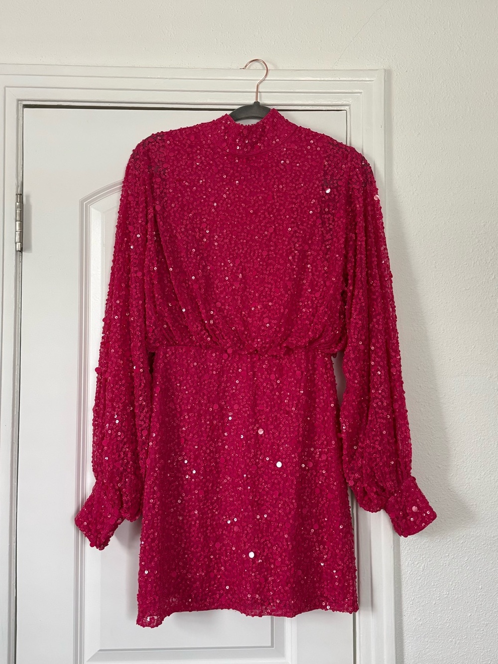 Nasty Gal Balloon Sleeve Sequin Embellished Mini Dress